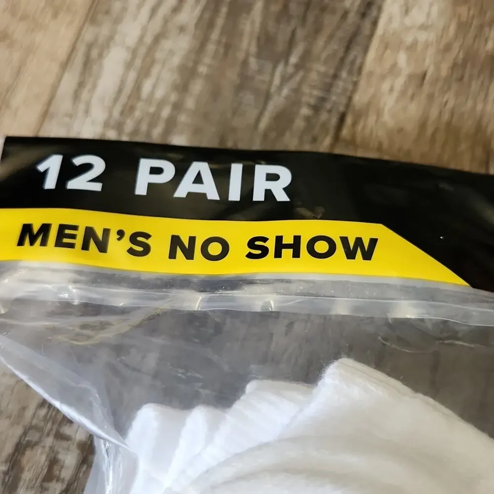 Powersox Men's‎ No Show White Socks 12 Pack Size 6-12 Wicking Cushion Sole